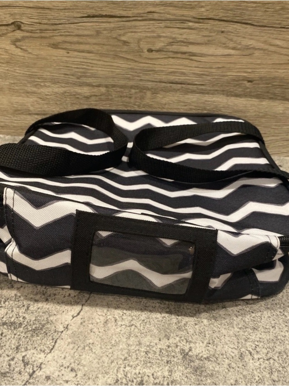 Thirty One NEW Perfect Potluck Party Thermal  Chevron Food Carrier Black White